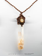 Collar Macrame Espada Cuarzo Lemuriano Golden Healer y Opalo Etiope