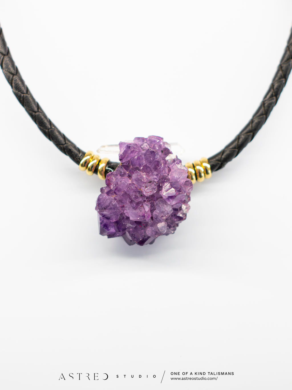 Collar Cuero Flor de Amatista