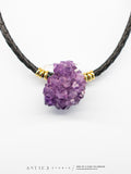 Collar Cuero Flor de Amatista