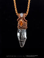 Macrame Necklace Master Quartz VI: Ghost with Amazonites.