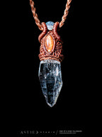 Macrame Necklace Master Quartz VI: Ghost with Amazonites.