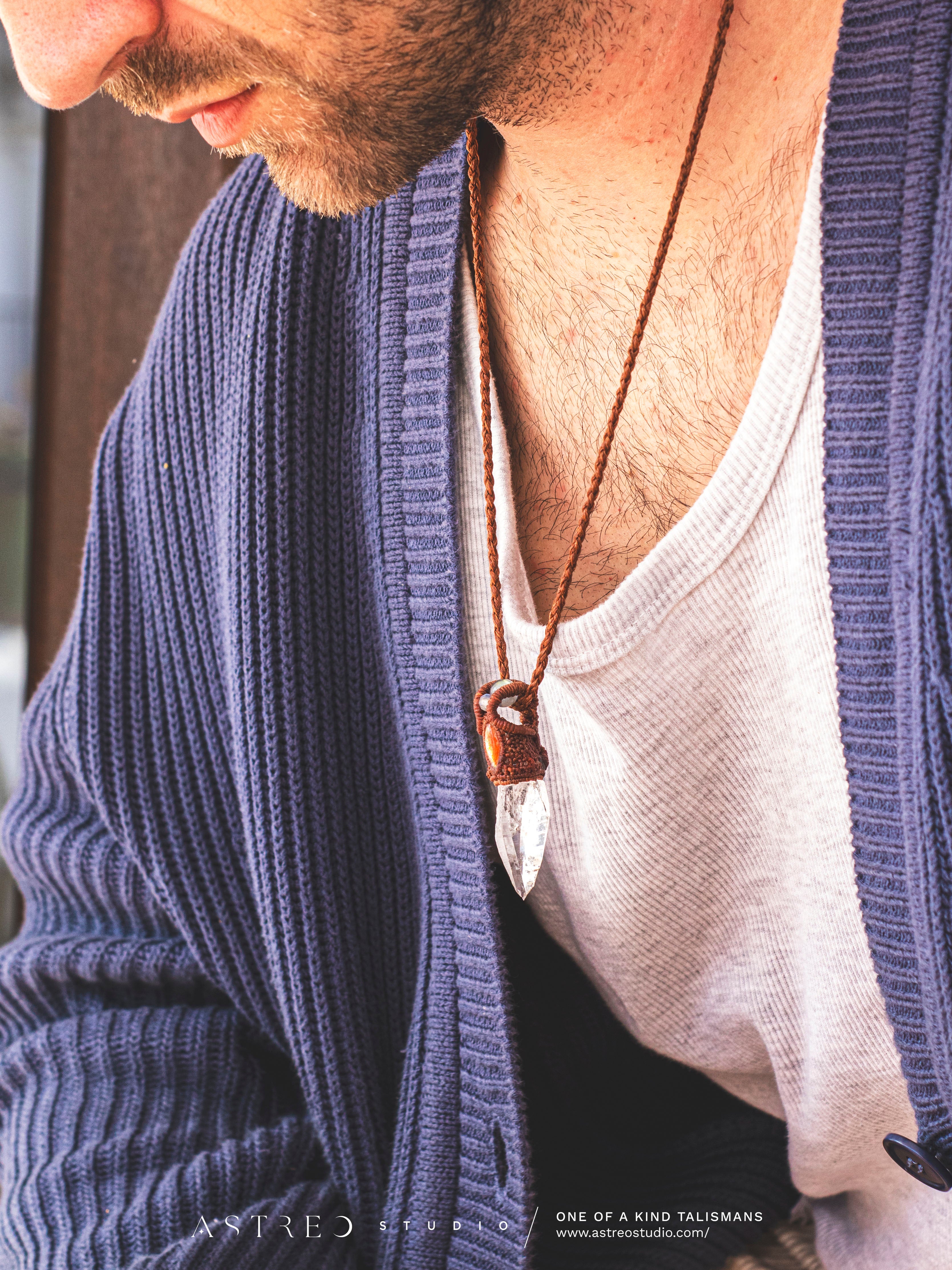 Collar Macrame Cuarzo Alpino Tessiner Habitus y Piedra Sol