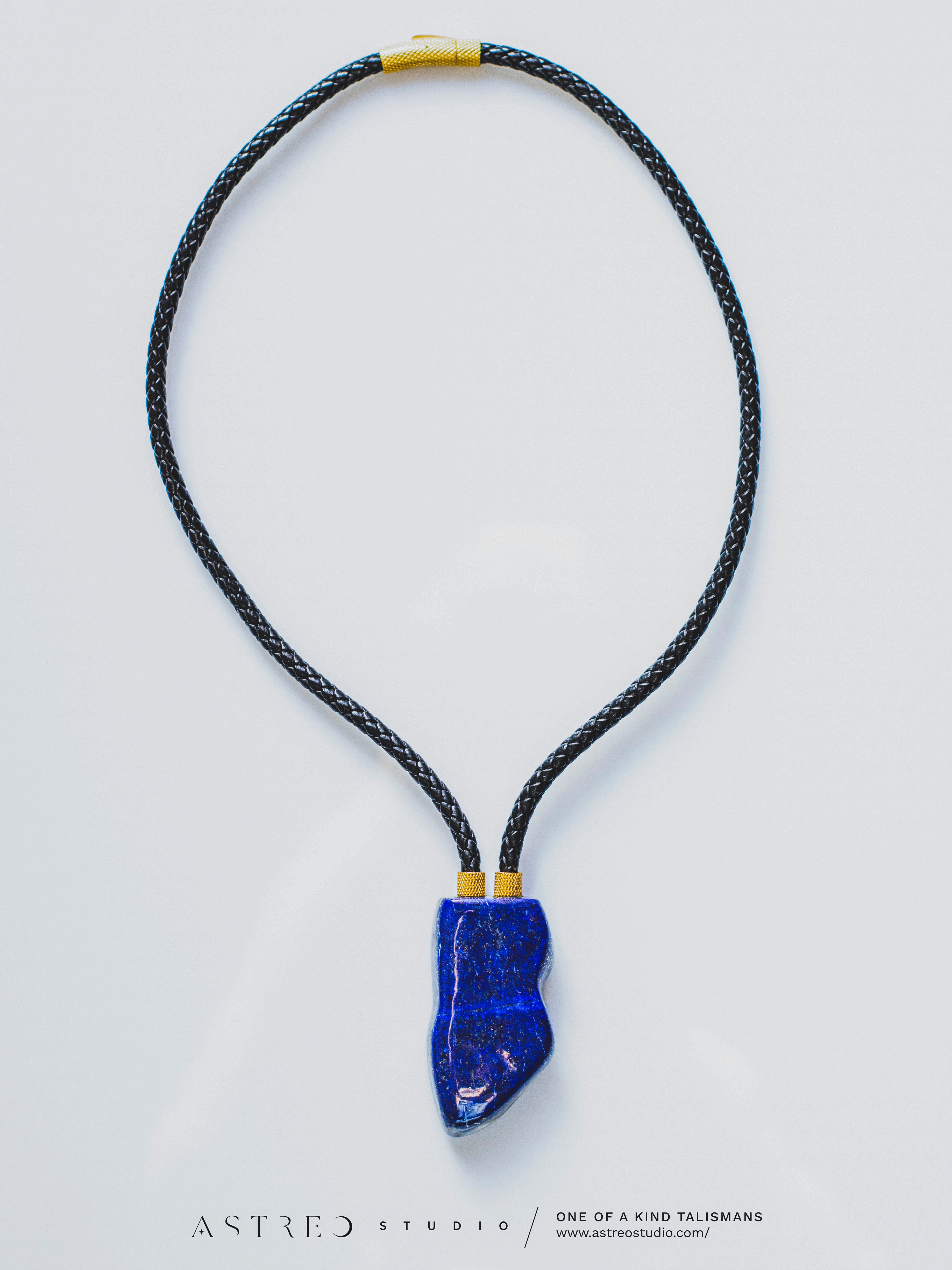 Collar Cuero Con Lapislazuli