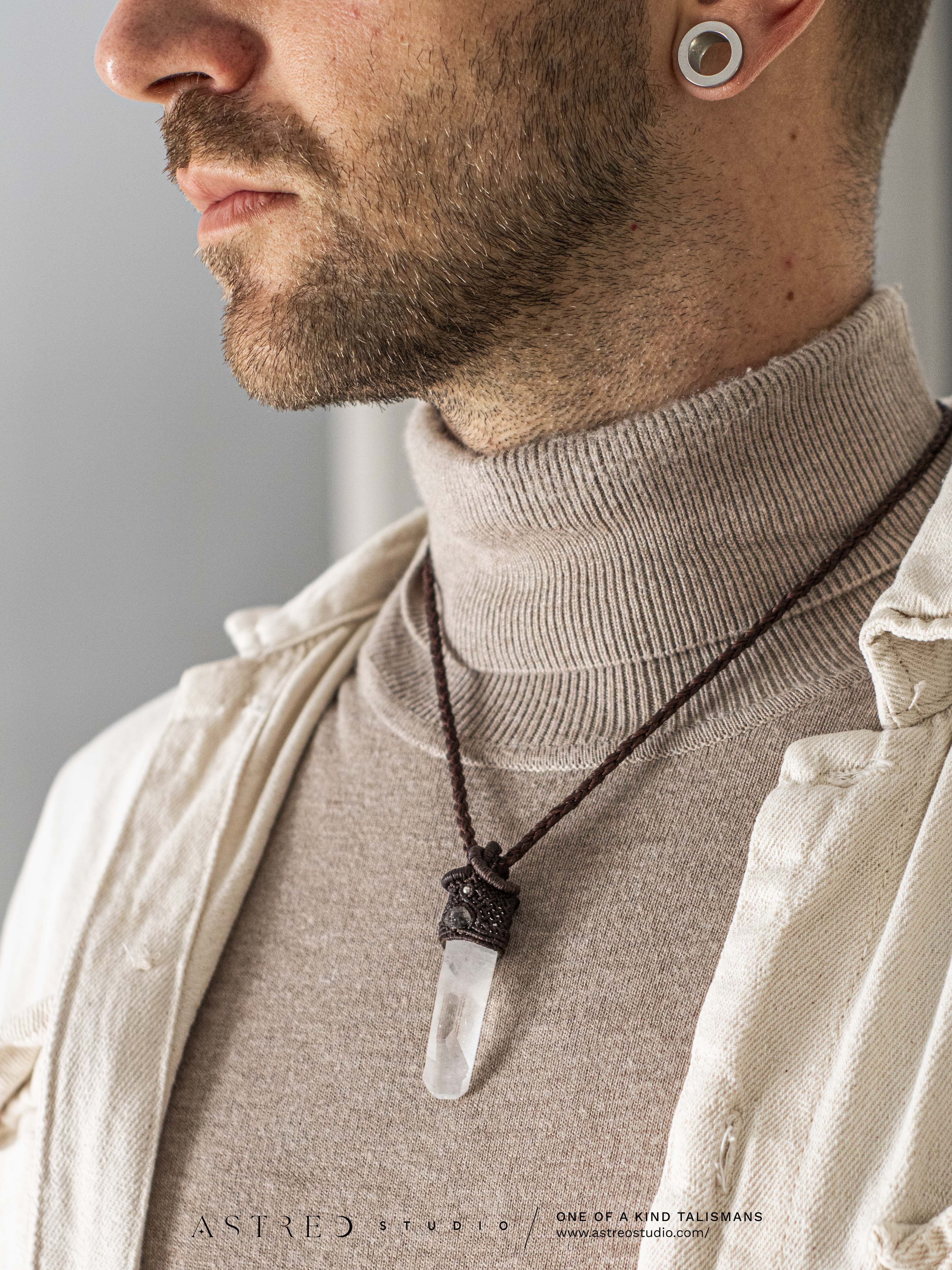 Collar Macrame Cuarzo Maestro V: Lemuriano Ventana y Herkimer