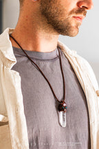 Macramé ketting Master Quartz IV: Plaatvormig met minerale insluitingen