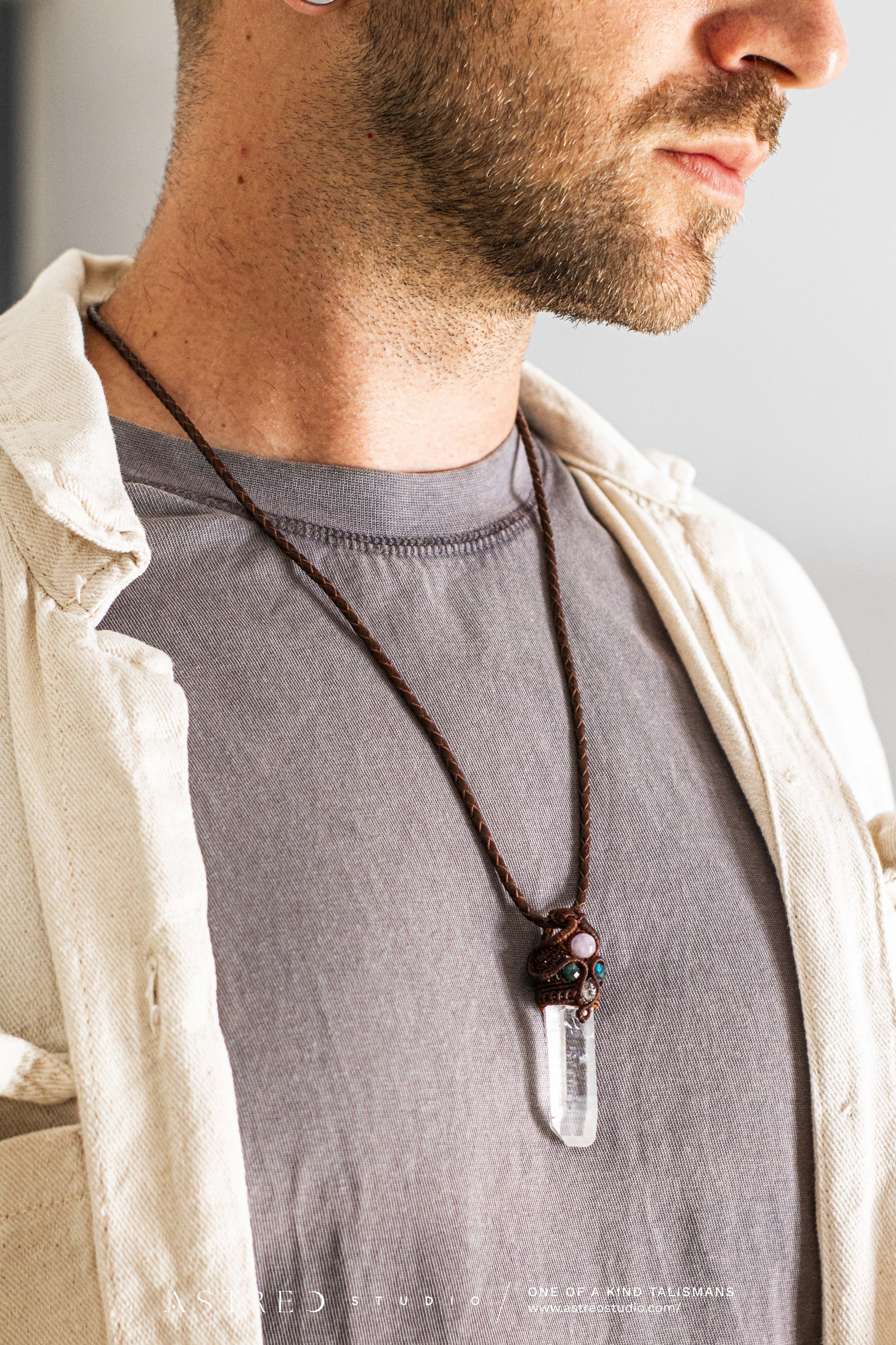 Collar Macrame Cuarzo Maestro IV: Tabular con Inclusiones Minerales