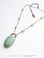 Collar Macramé y Cuero Amazonita