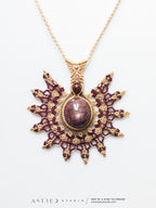Collar Macrame Mandala con Rubi y Lepidolitas