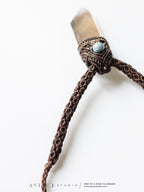Collar Macrame Tubular Cuarzo Ahumado y Aguamarina