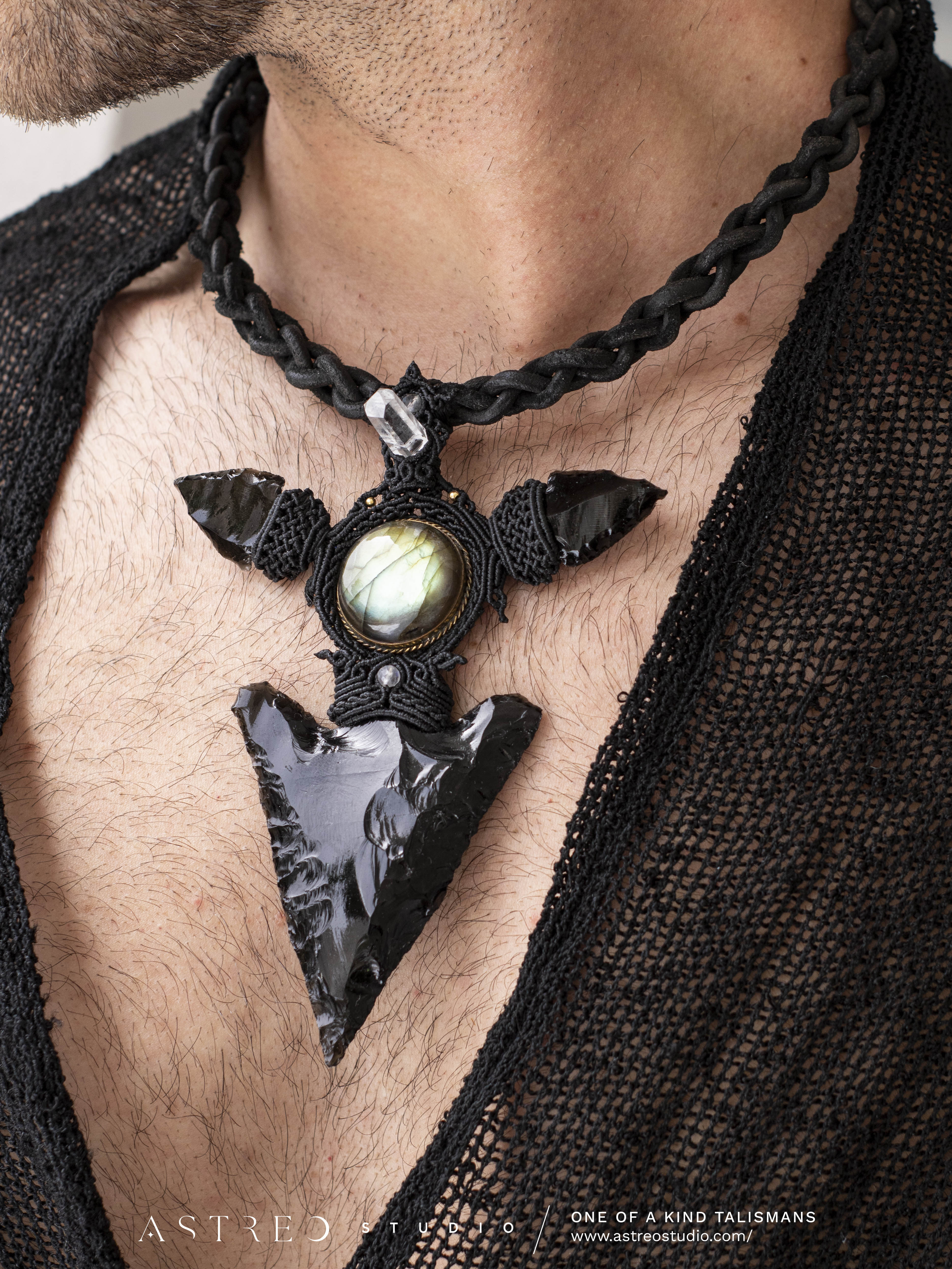 Collar Macramé Triple Obsidiana "The jaguar"