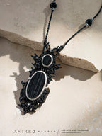 Collar Macrame Turmalina Negra