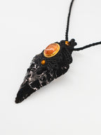 Collar Macrame Lanza de Obsidiana y Piedra Sol