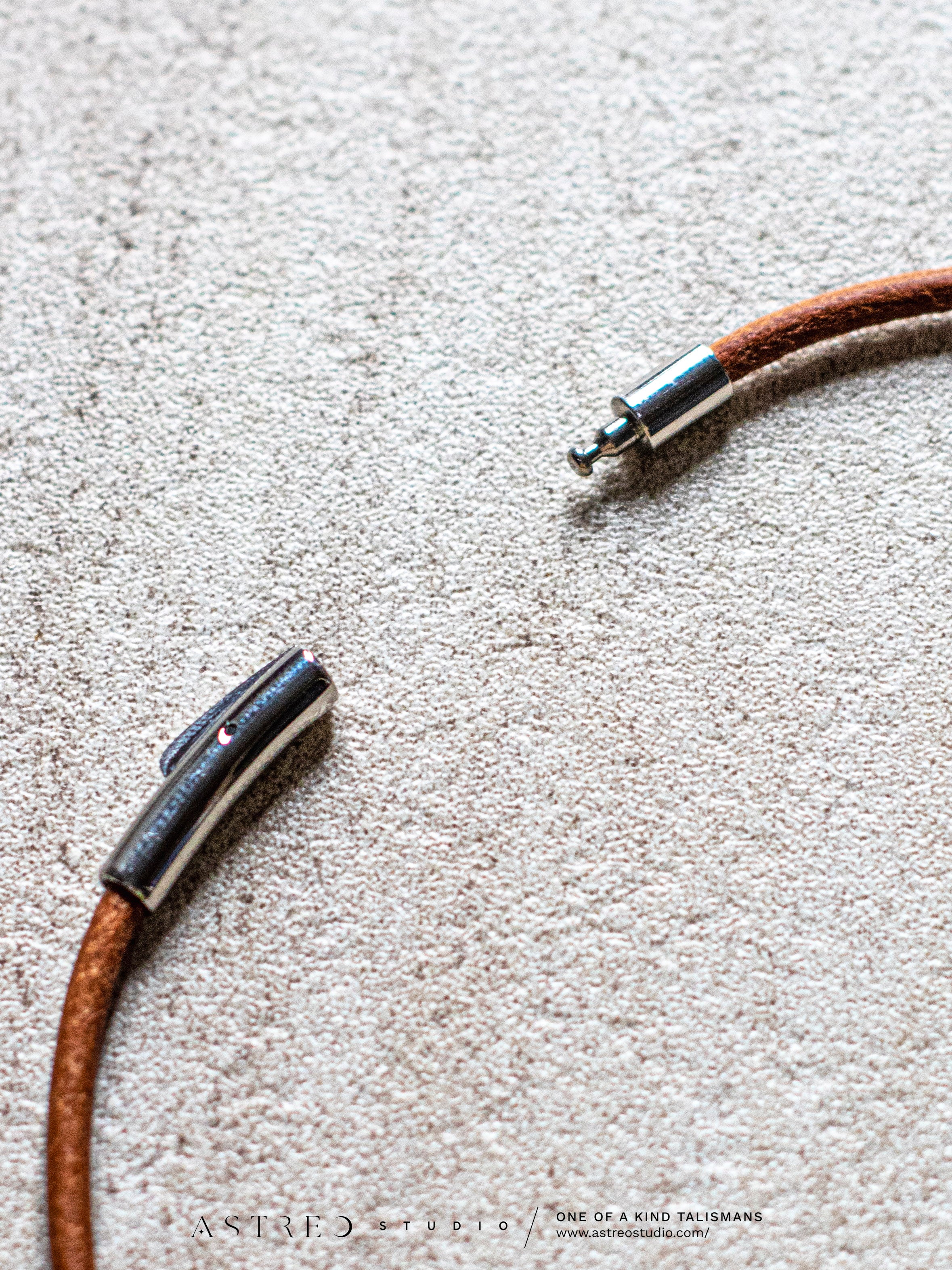 Collar Cuero Labradorita En Bruto