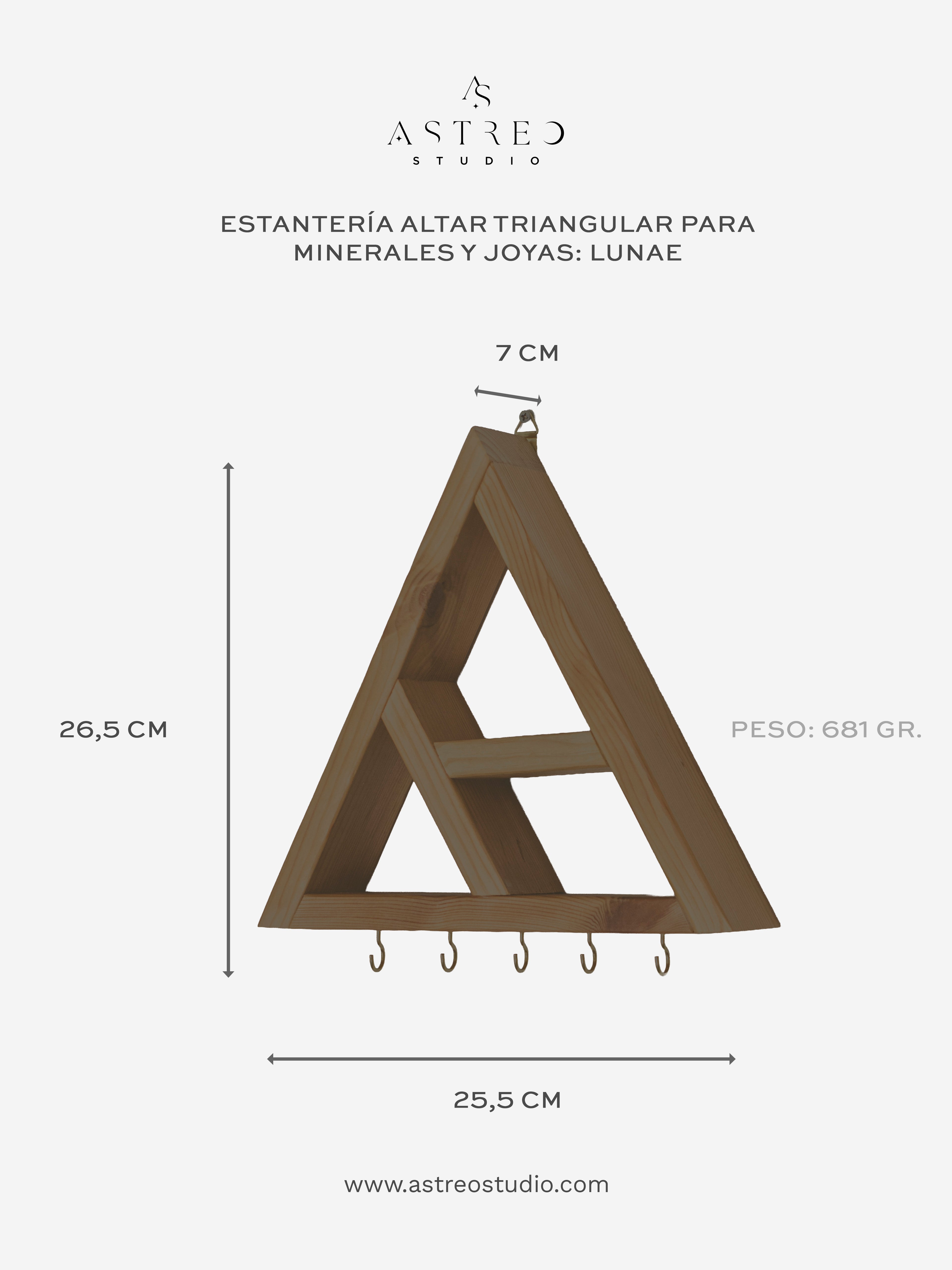 Estantería Altar Triangular para Minerales y Joyas: "Lunae"