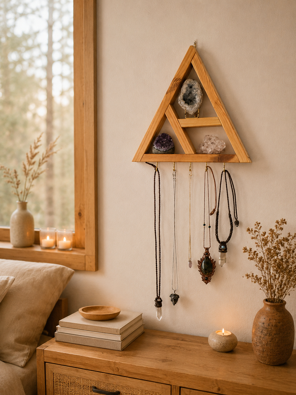 Estantería Altar Triangular para Minerales y Joyas: "Lunae"