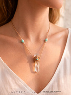 Macramé ketting Master Quartz VI: Ghost met Amazonieten.