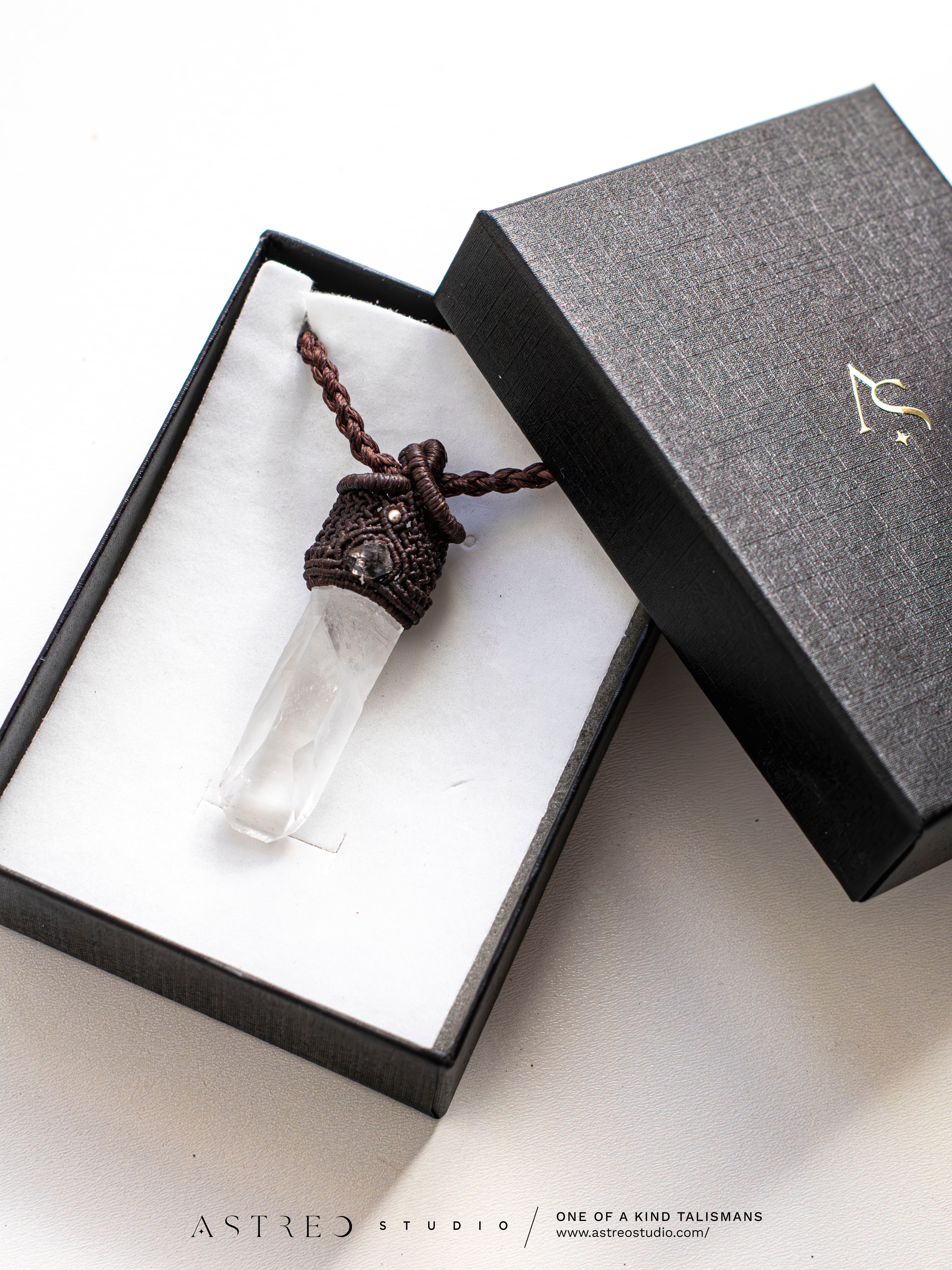 Master Quartz Macrame Necklace V: Lemurian Window and Herkimer