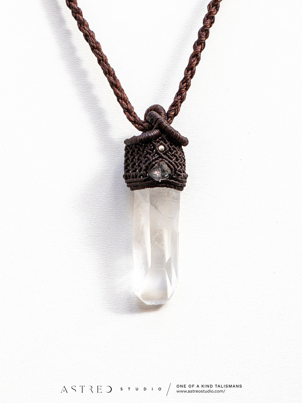 Master Quartz Macrame Necklace V: Lemurian Window and Herkimer