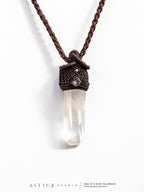 Master Quartz Macrame Necklace V: Lemurian Window and Herkimer