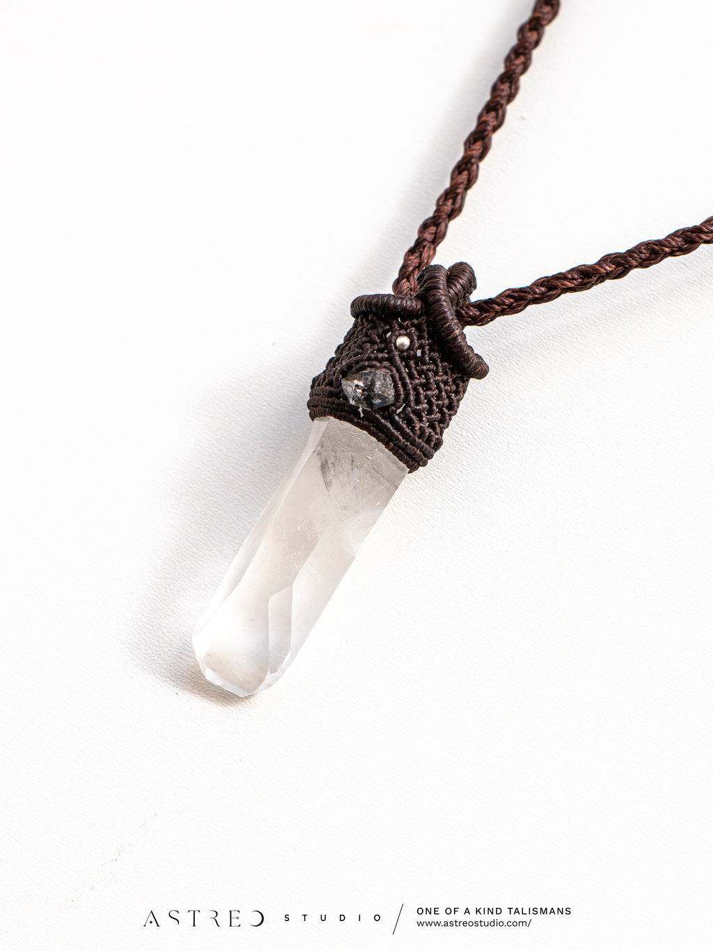 Master Quartz Macrame Necklace V: Lemurian Window and Herkimer