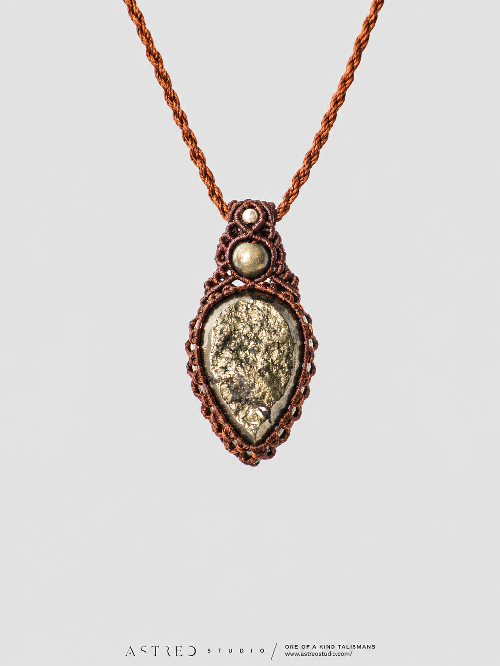 Druzy Pyrite Macrame Necklace