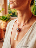 Collar Macrame Selenita y Piedra Luna