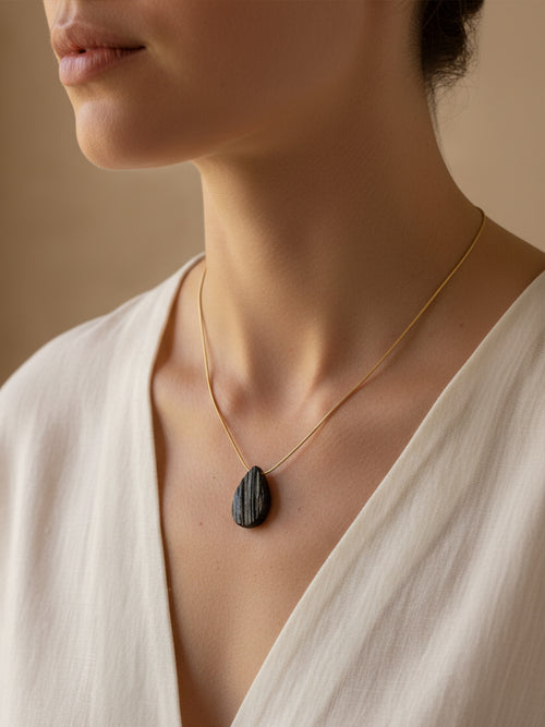 Black Tourmaline Macrame Necklace 