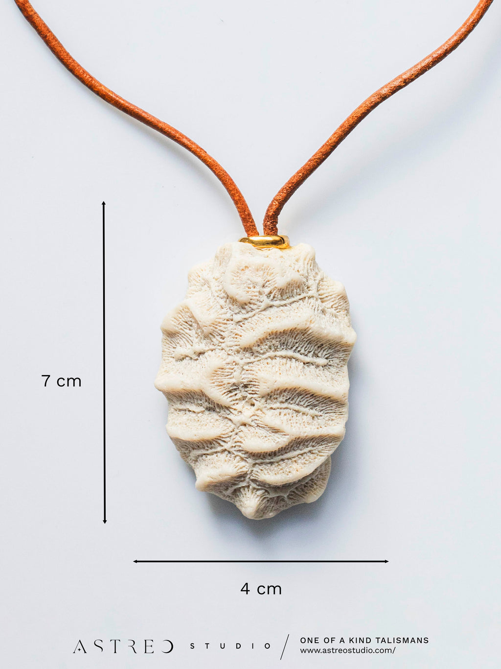 Leren Ketting met Gefossiliseerde Koraal
