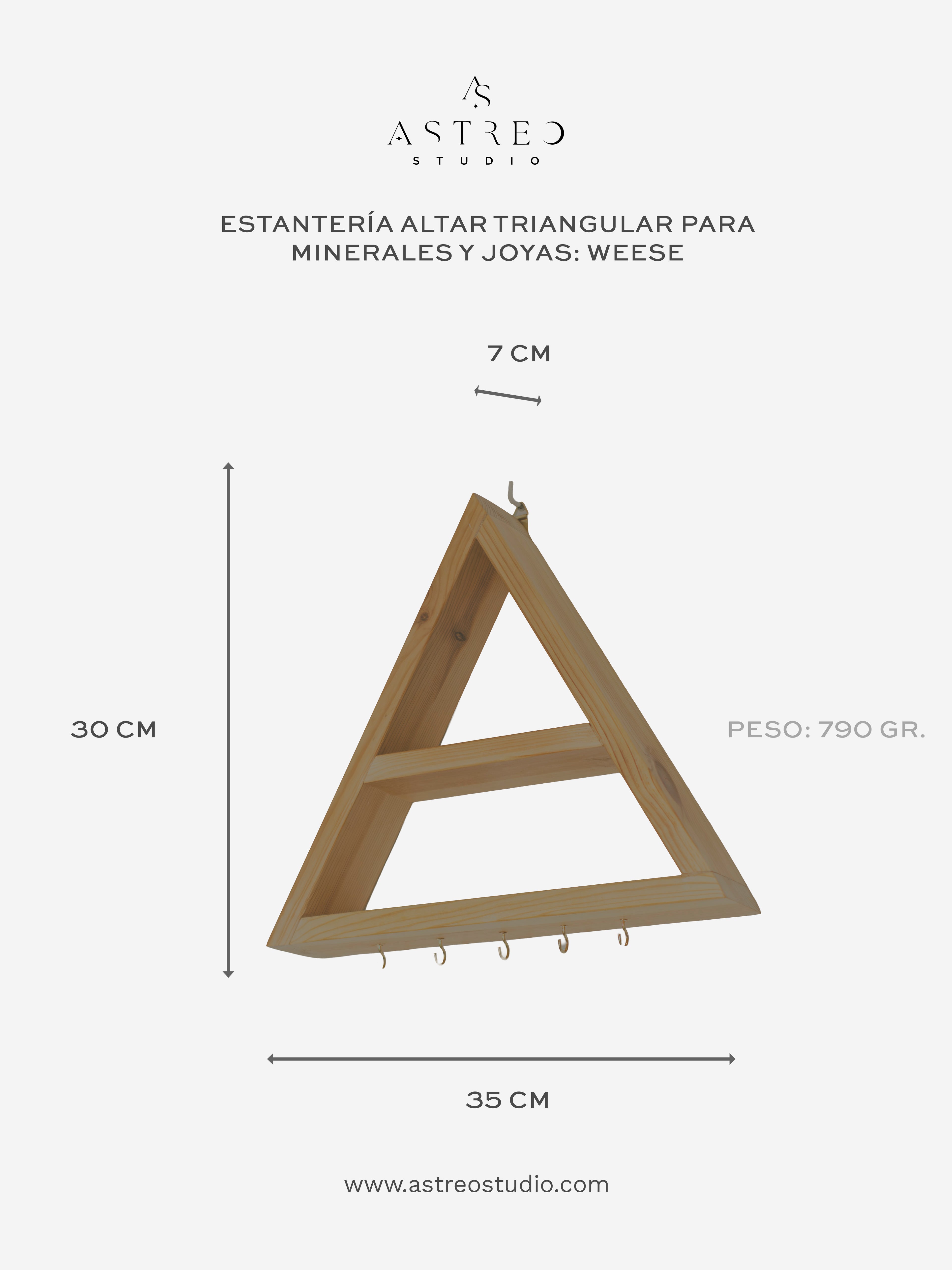 Estantería Altar Triangular para Minerales y Joyas: "Weese"