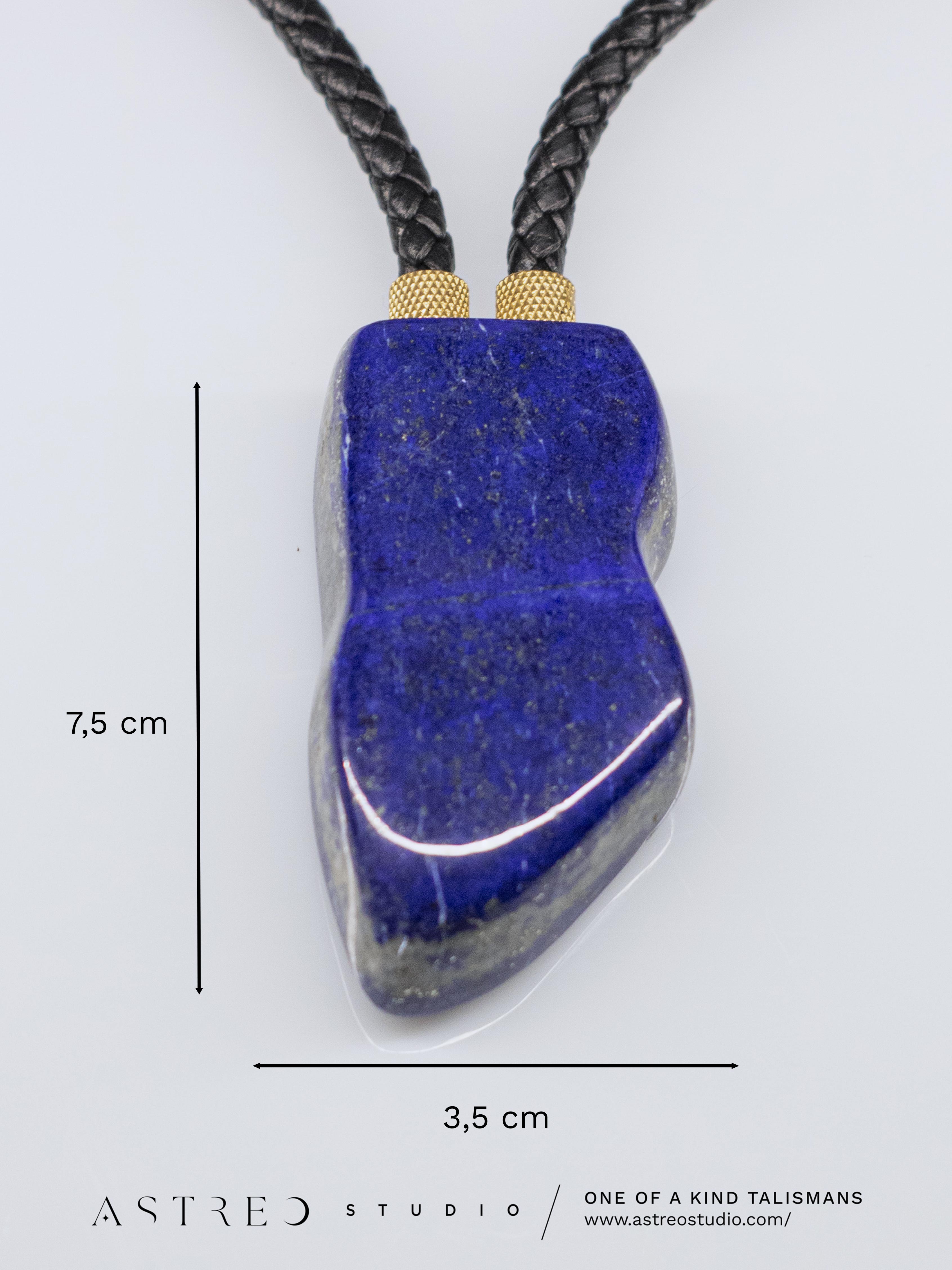 Collar Cuero Con Lapislazuli