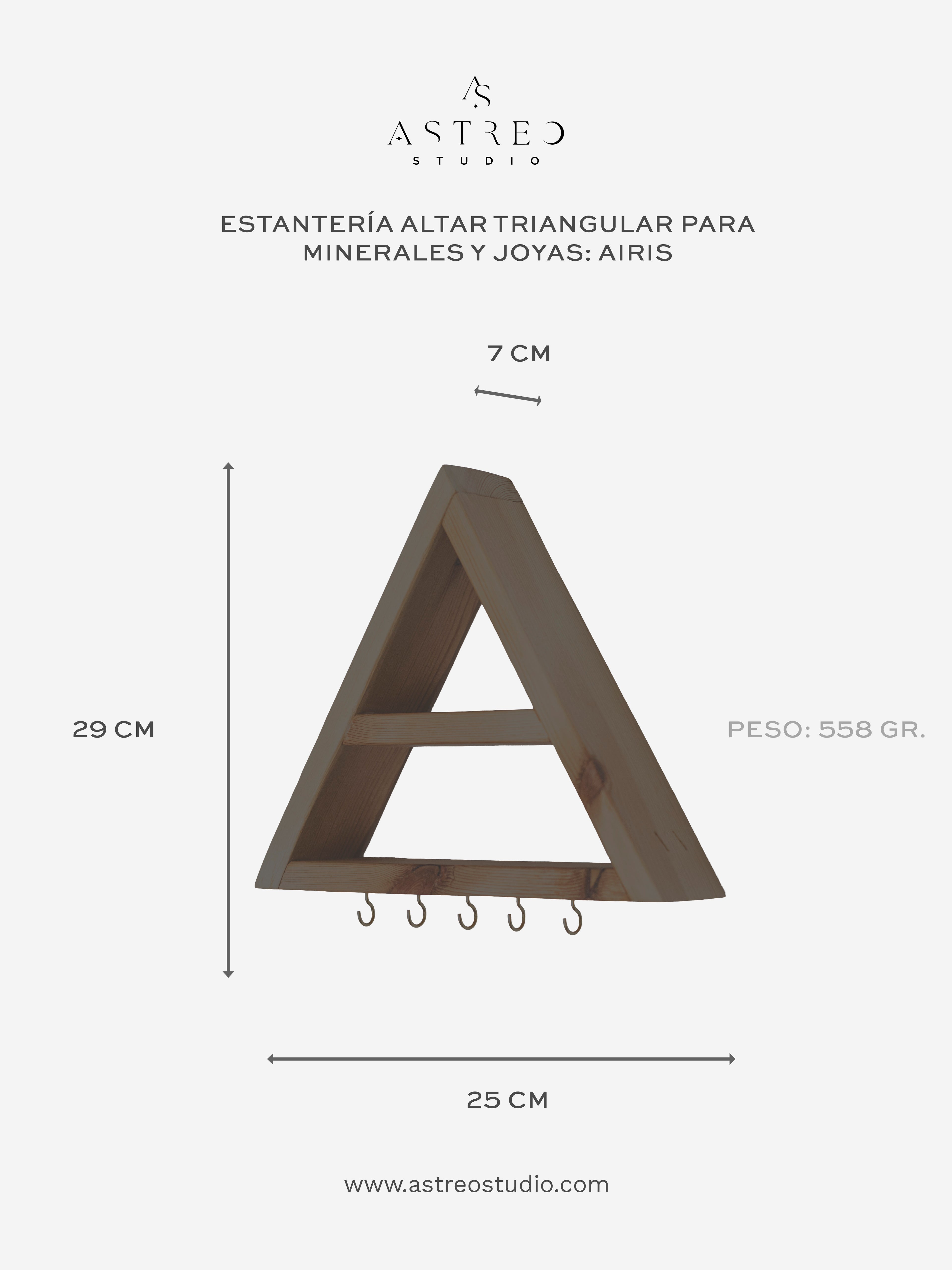 Estantería Altar Triangular para Minerales y Joyas: "Airis"
