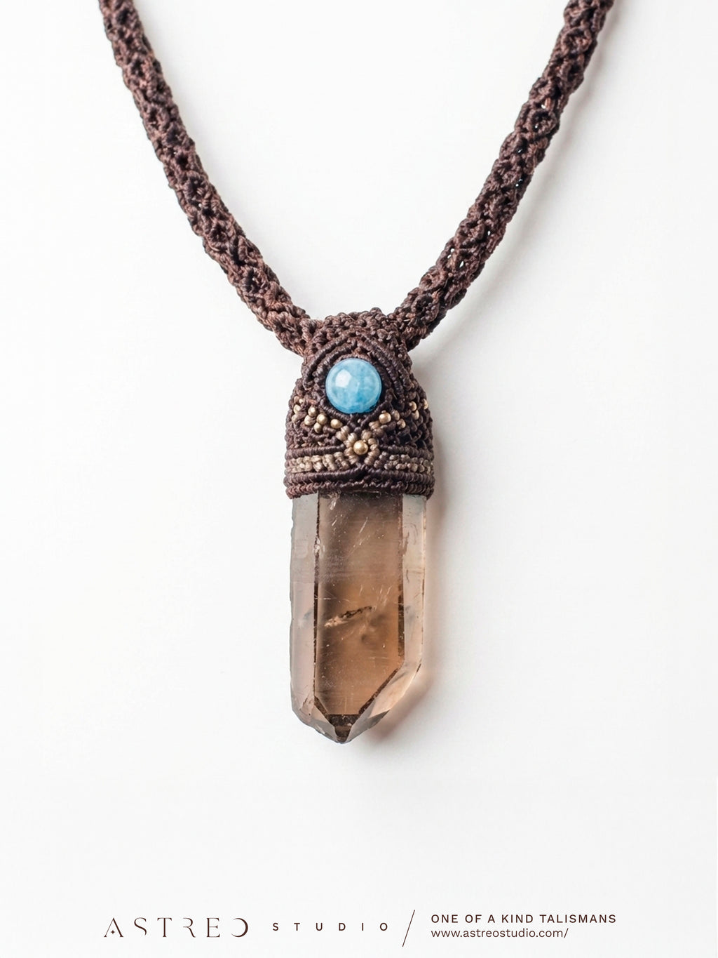 Macramé ketting met Twin Master Quartz en maansteen