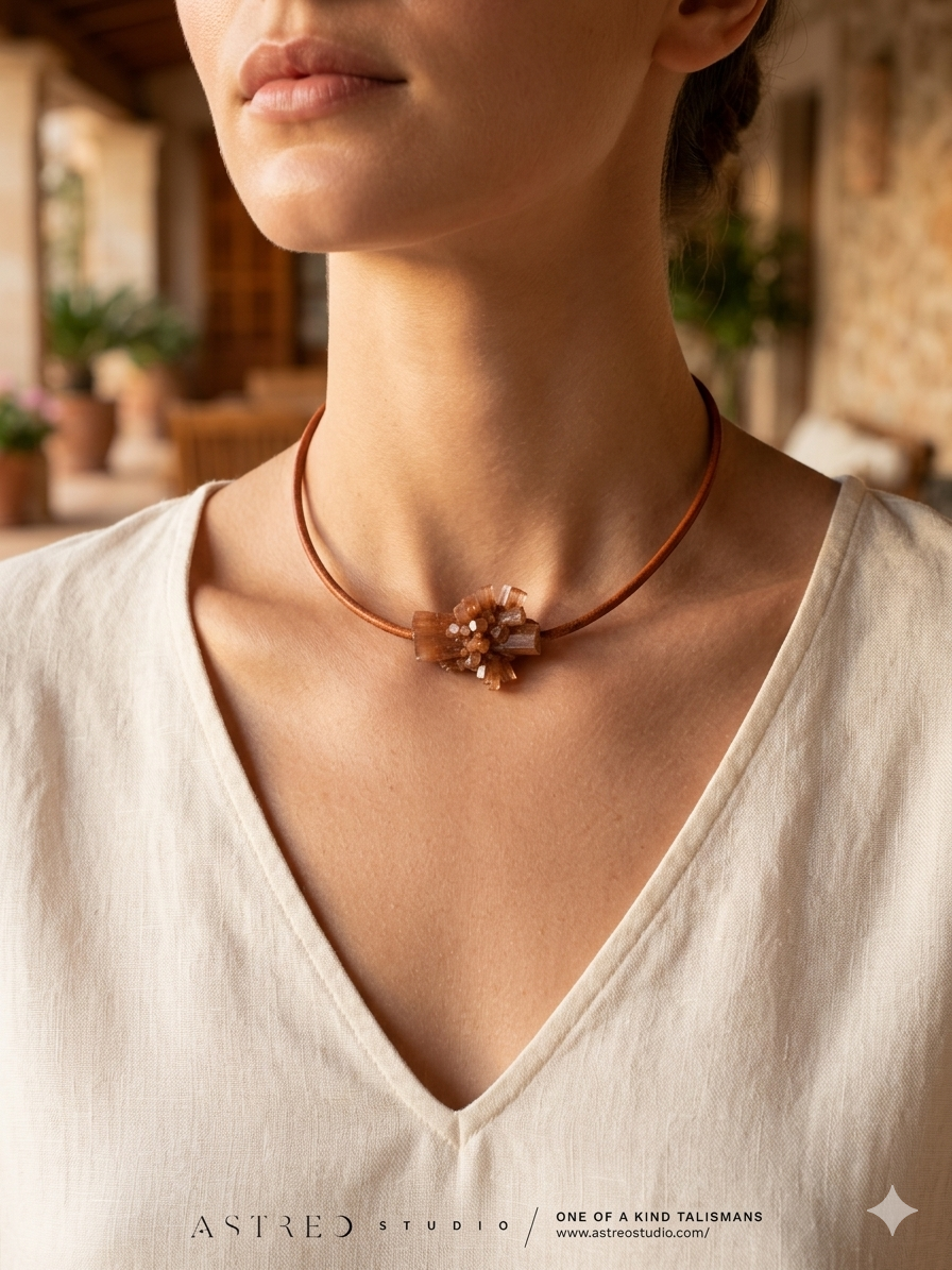 Leren Ketting Met Aragoniet