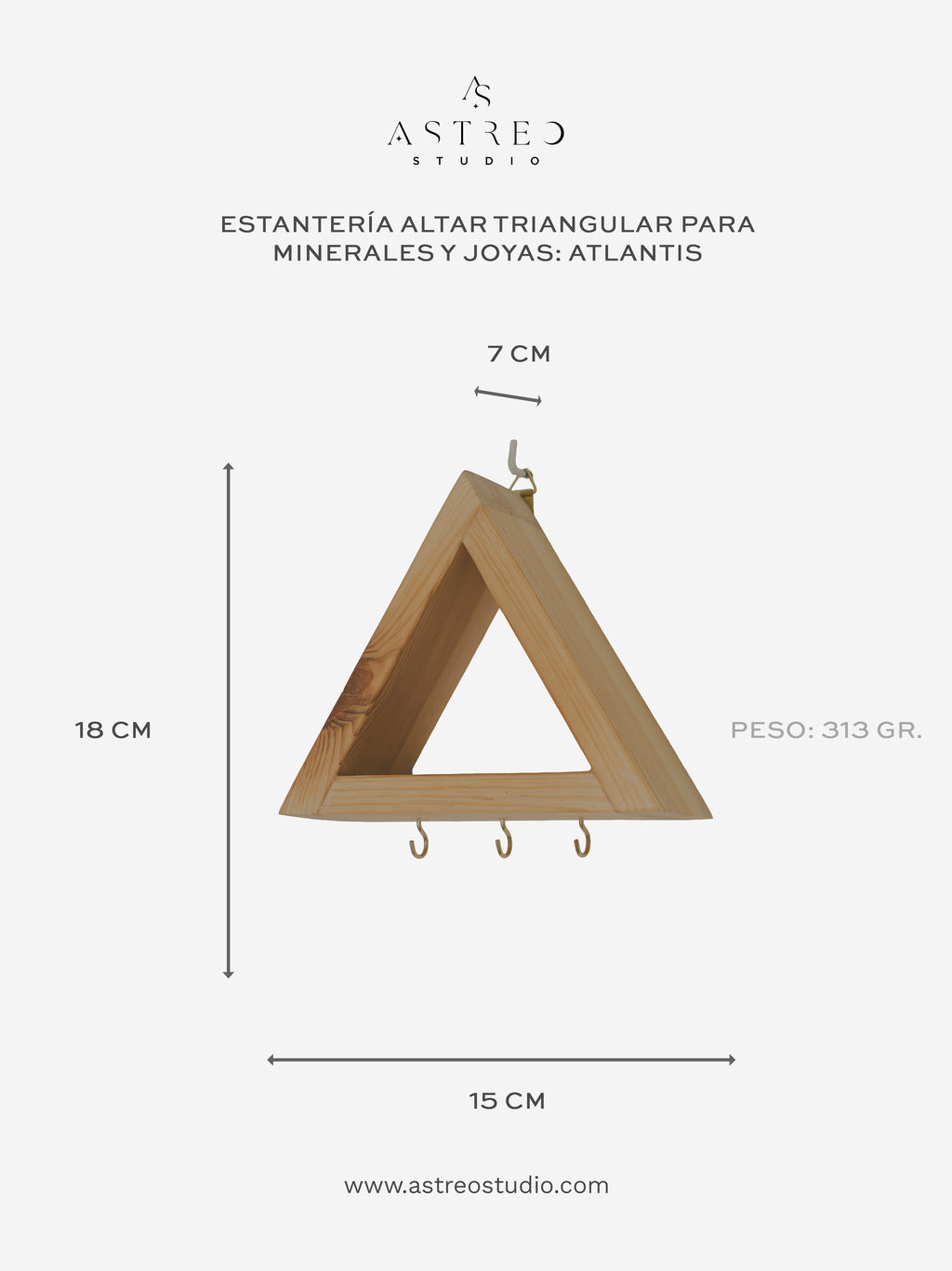 Estantería Altar Triangular para Minerales y Joyas: "Atlantis"