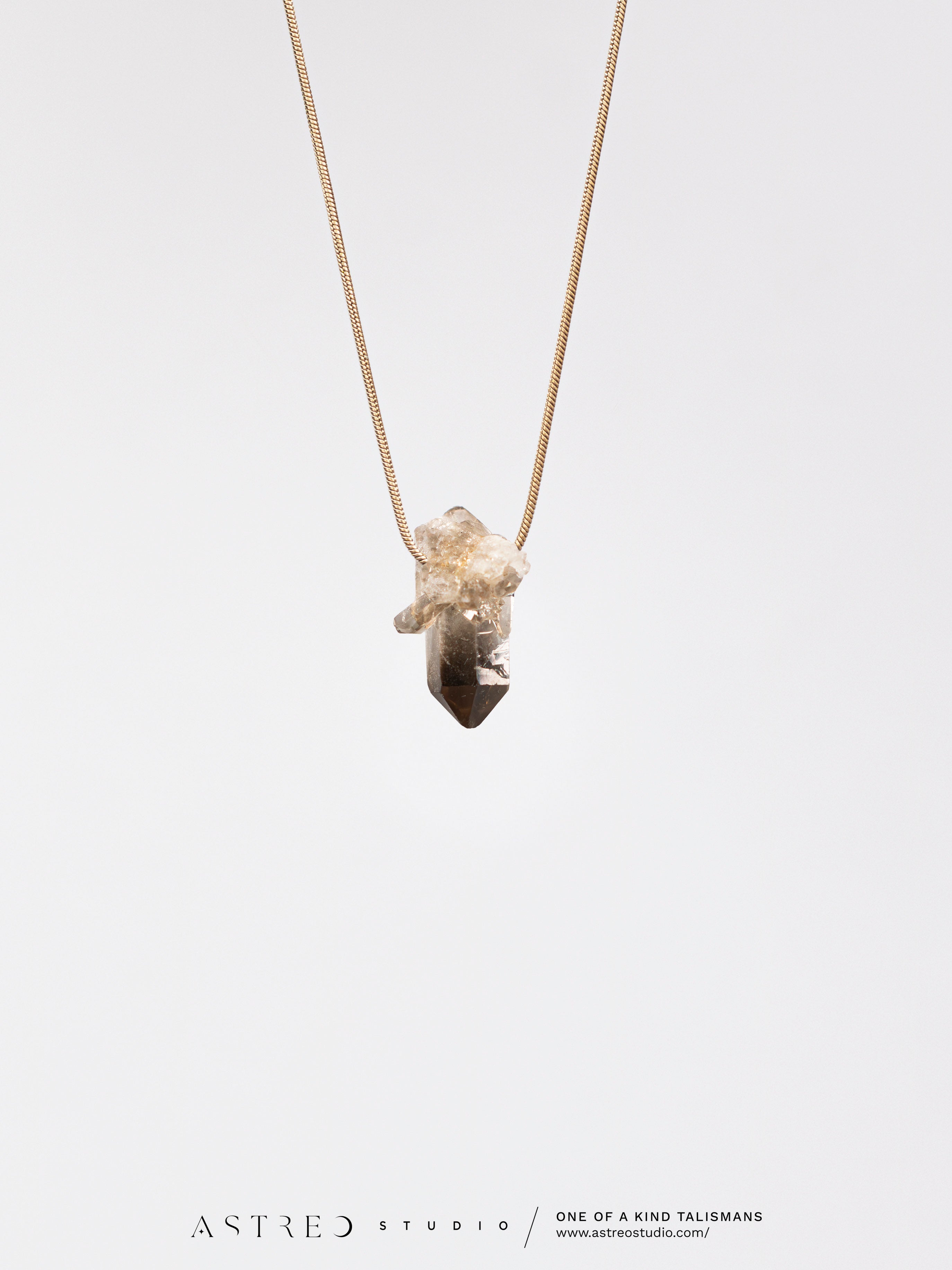 Collar Cadena con Cuarzo Ahumado