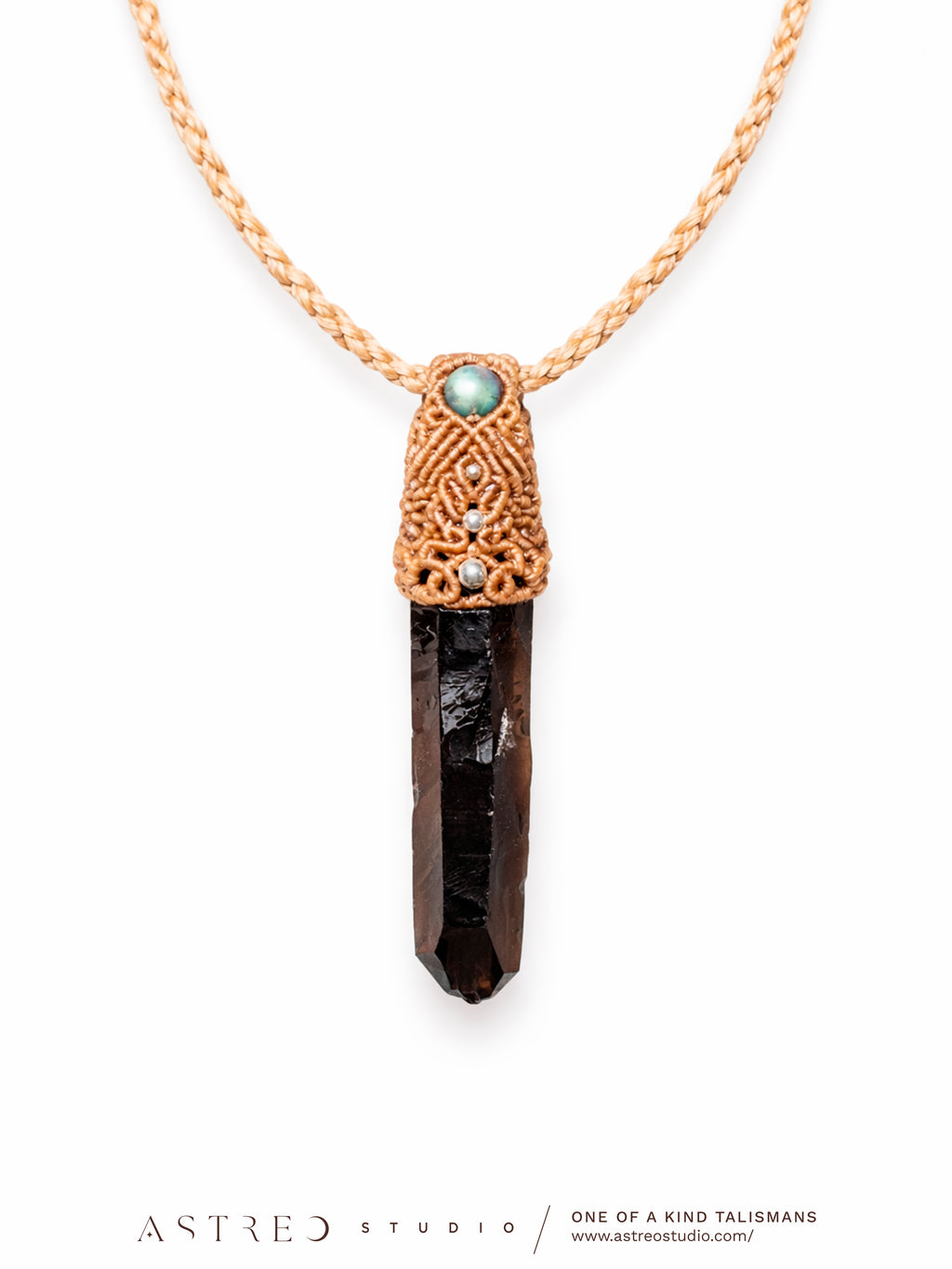 Collar Macrame Cuarzo Ahumado y Labradorita