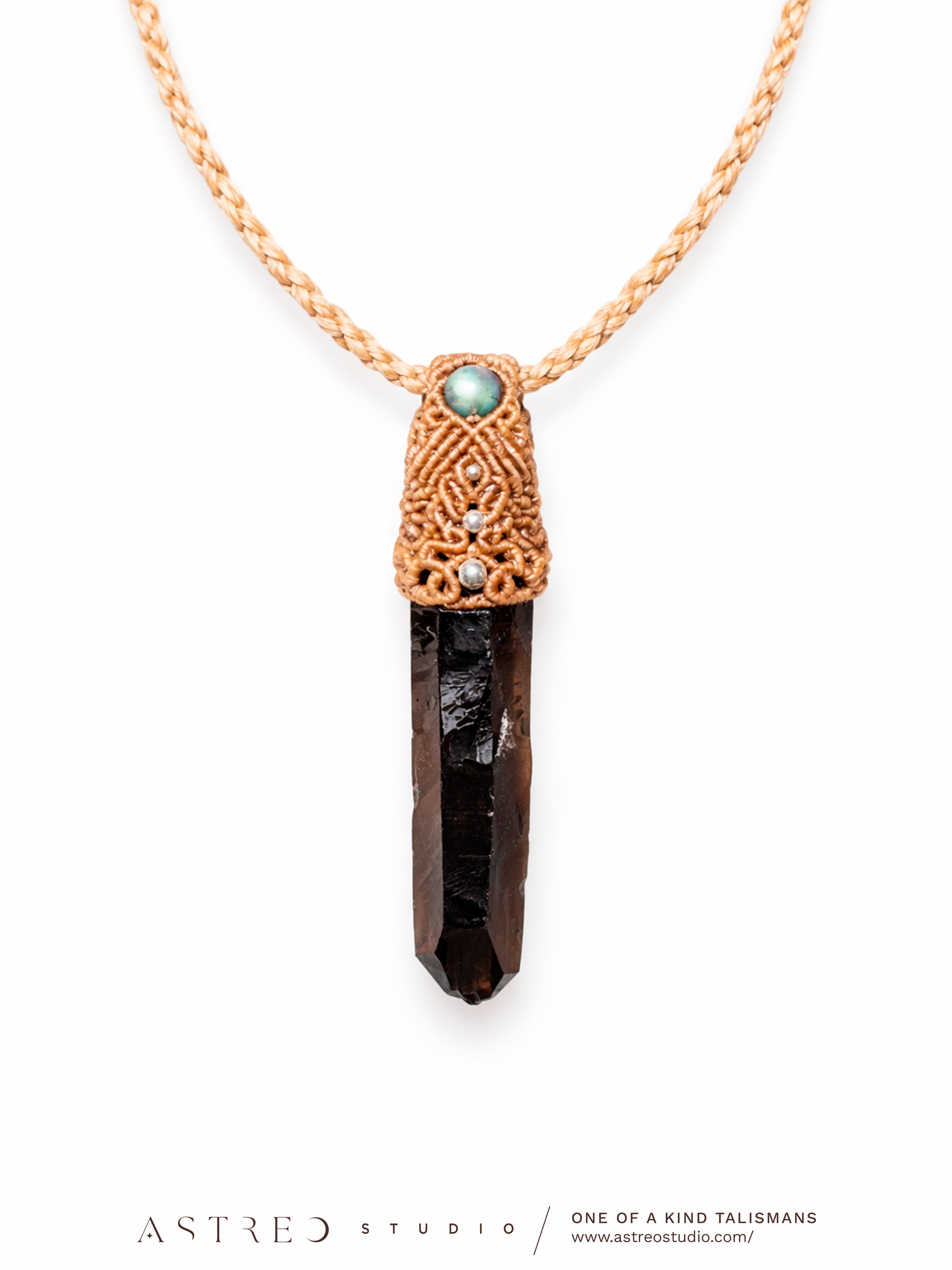 Collar Macrame Cuarzo Ahumado y Labradorita