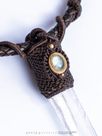 Collar Macrame y Cuero con Cuarzo y Piedra Luna