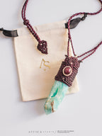 Collar Cuero con Calcita Caribe y Rubi Star