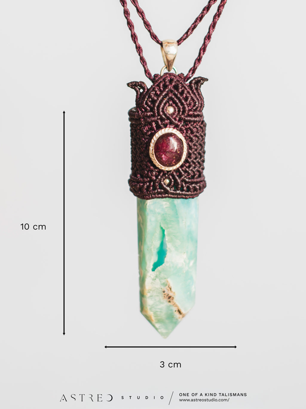 Collar Cuero con Calcita Caribe y Rubi Star