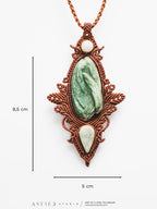 Macrame Celadonite and White Jade Necklace 