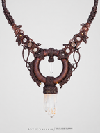 "We Are All One" | Collar Macrame con Cuarzo Gemelo Golden Healer Blue Smoke