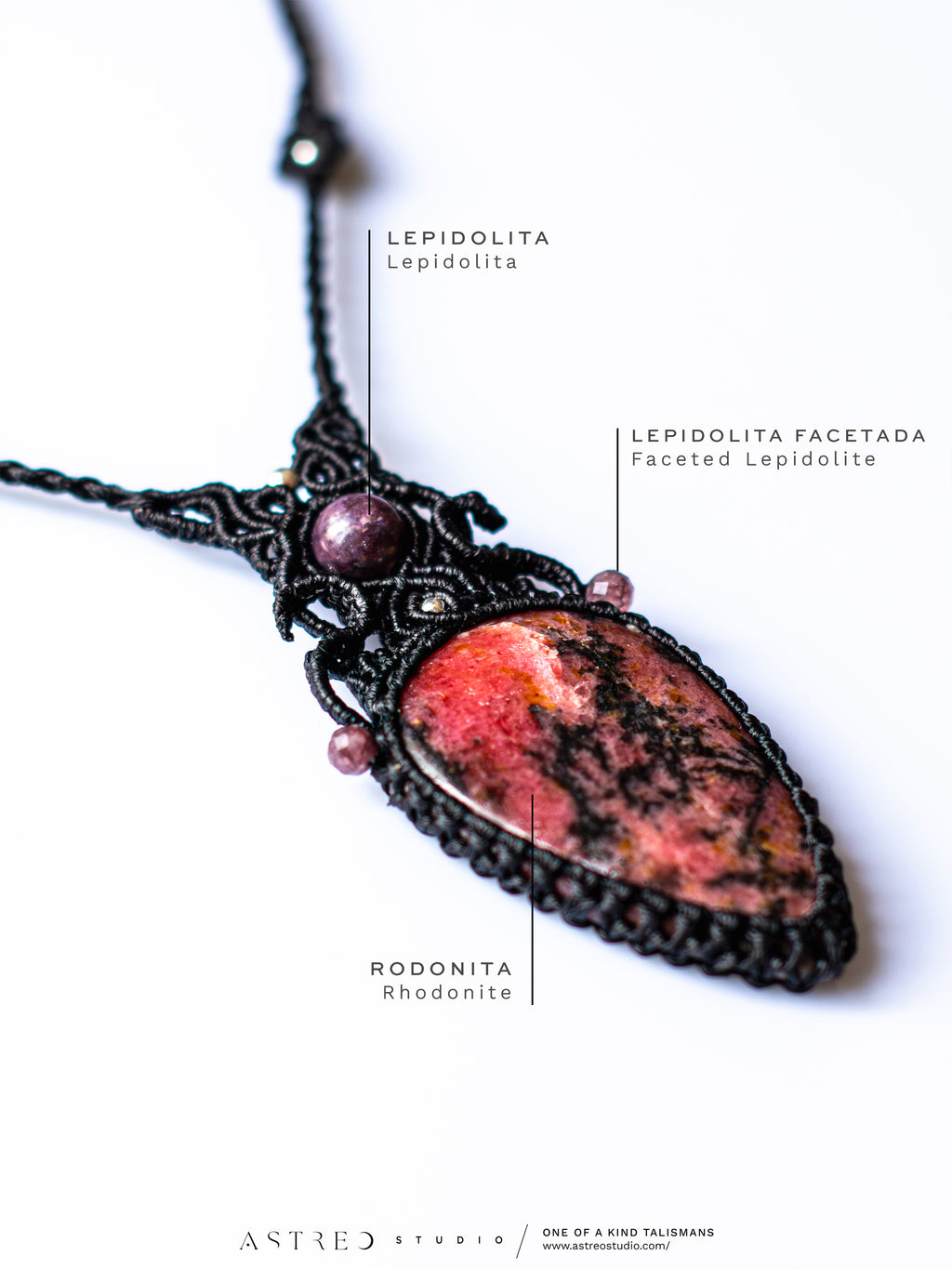 Collar Macrame Rodonita
