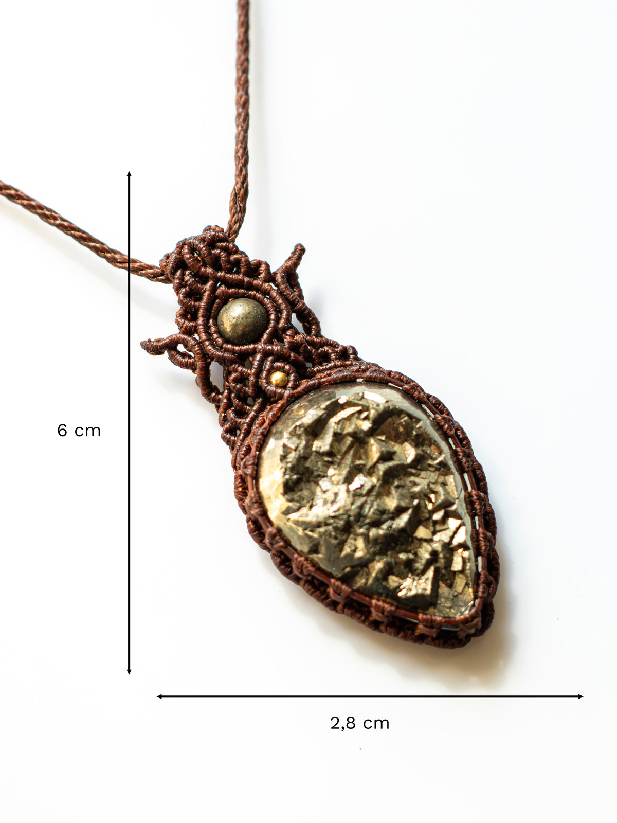 Macramé Ketting Druzy Pyriet