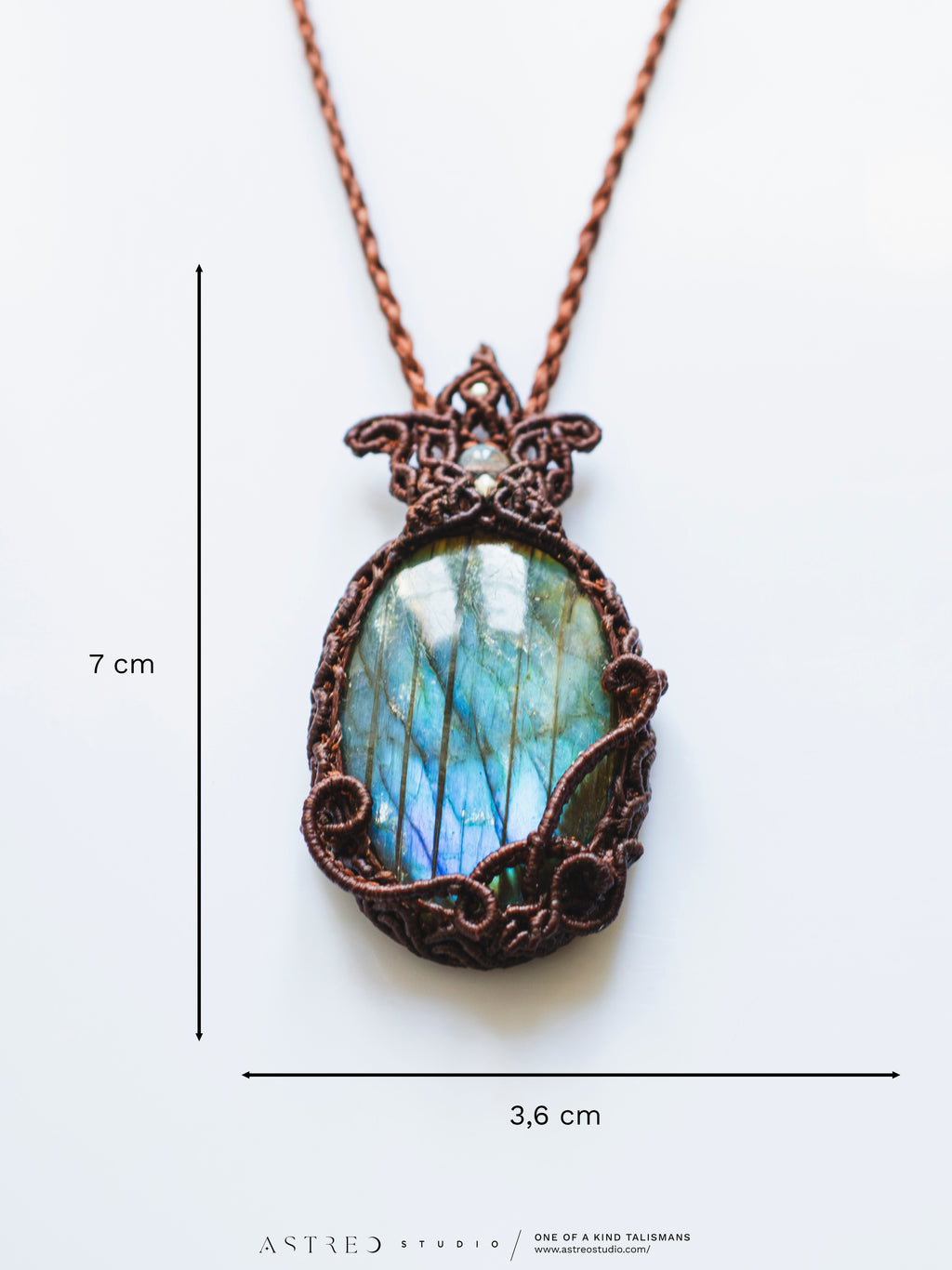 Collar Macrame Labradorita Azul A++