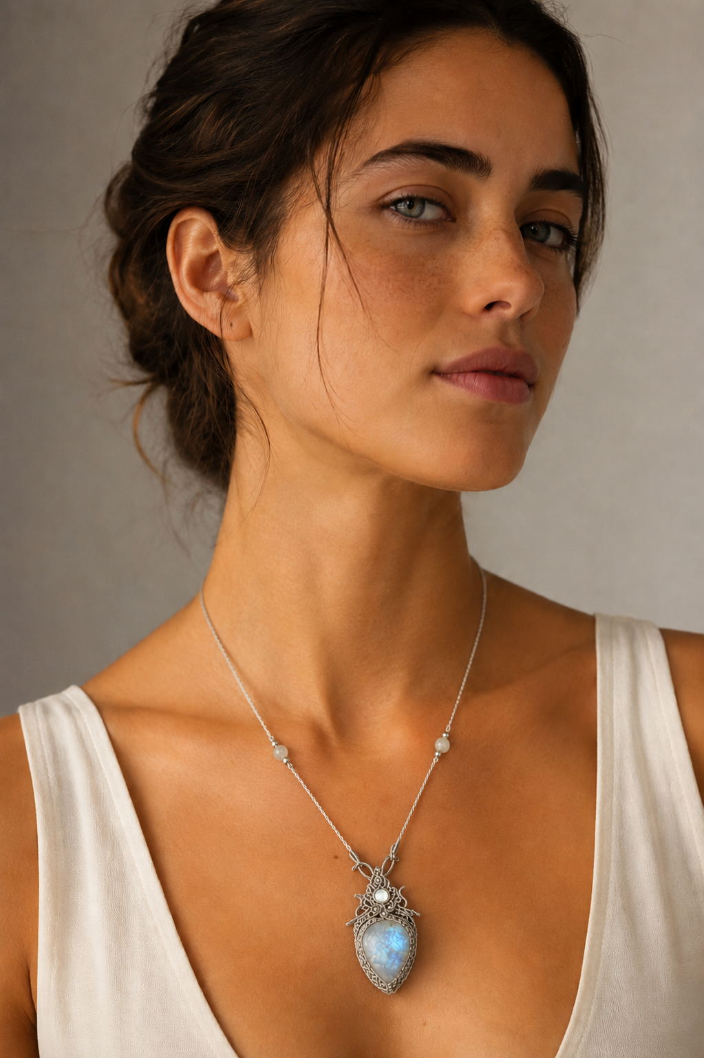 Collar Macrame Piedra Luna