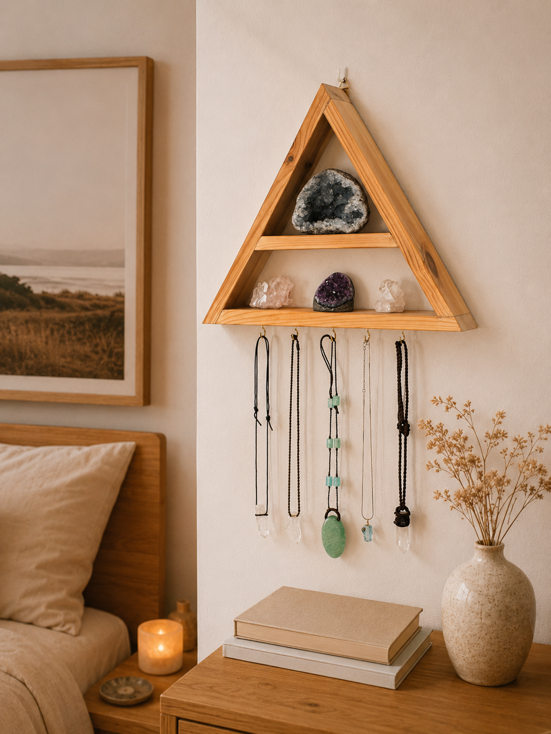 Estantería Altar Triangular para Minerales y Joyas: "Weese"