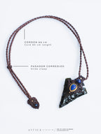 Collar Macrame Lanza de Obsidiana y Lapislazuli