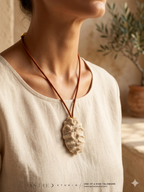 Leren Ketting met Gefossiliseerde Koraal