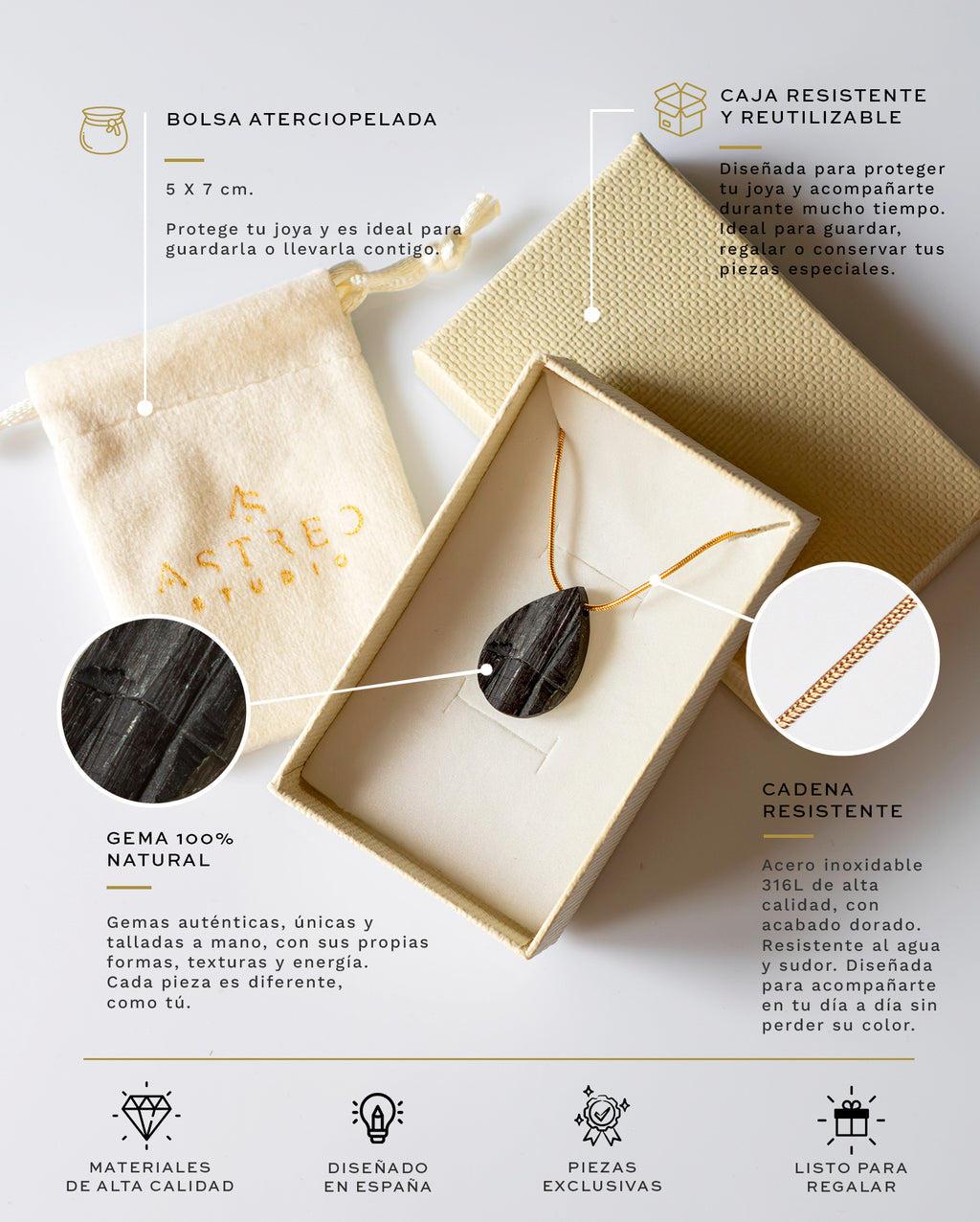 Zwarte Toermalijn Macramé Ketting 